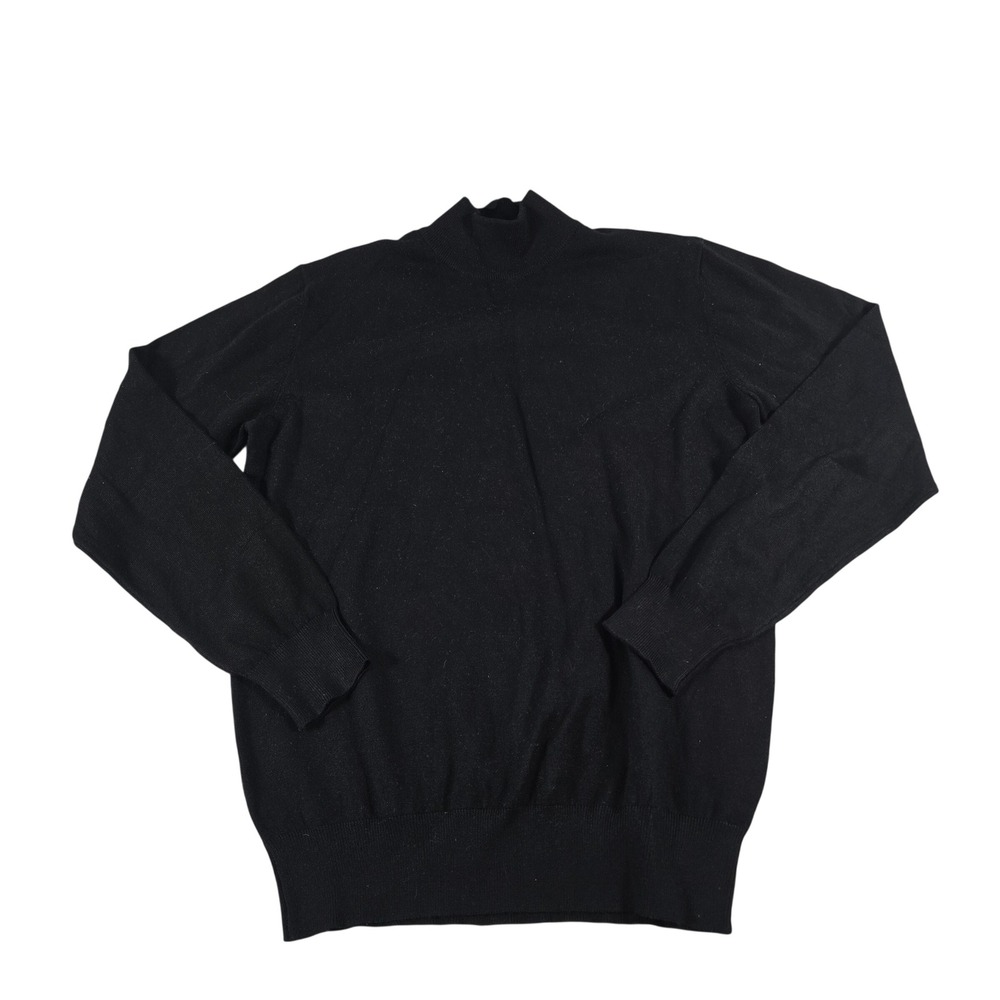 Dan John Mens Mock Neck Sweater XL Black Italian‎ Knit Roma I20M28-1401-ART/NERO